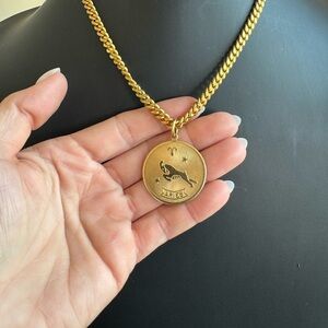 1970s Brass Zodiac Necklace  *please see video 👀  *other signs in photos ✨